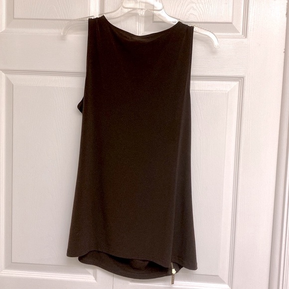 Bundle brown Michael Kors top with gold side zipper and bar III sheer white top. - Picture 3 of 8